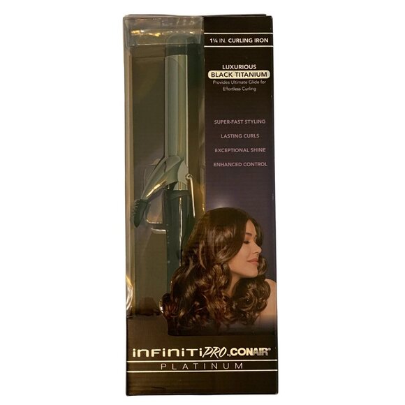 InfinitiPRO by Conair Platinum 1 1/4" Curling Iron Black Titanium – NEW Sealed - Picture 1 of 2